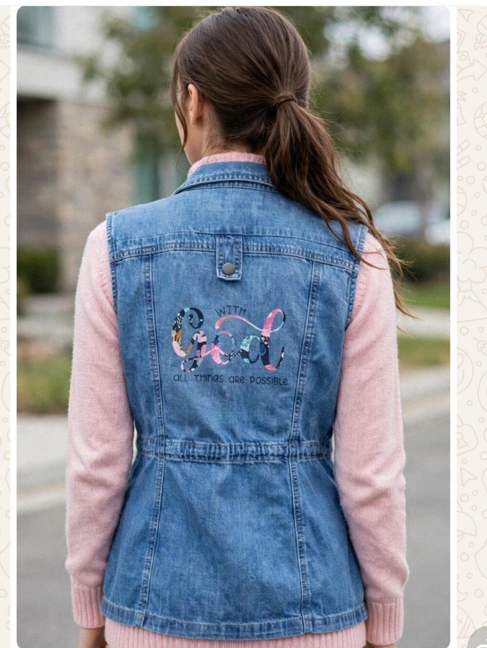 Upcycled utility vest, Share your faith